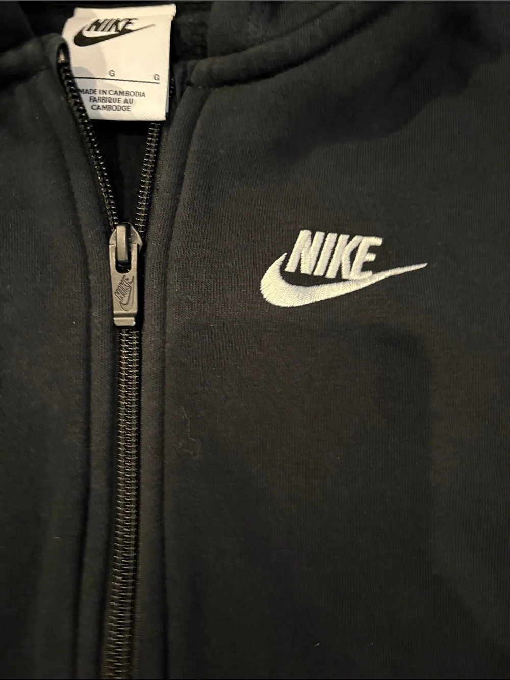 Nike Black Kids' Zip-Up Hoodie with White Logo